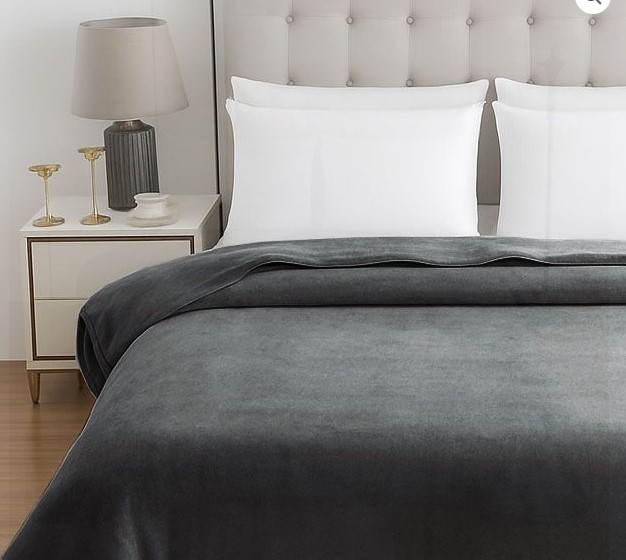 Κουβέρτα Βελουτέ Μονή 160x220εκ.-550gr Grey (Σετ 4 Τεμά